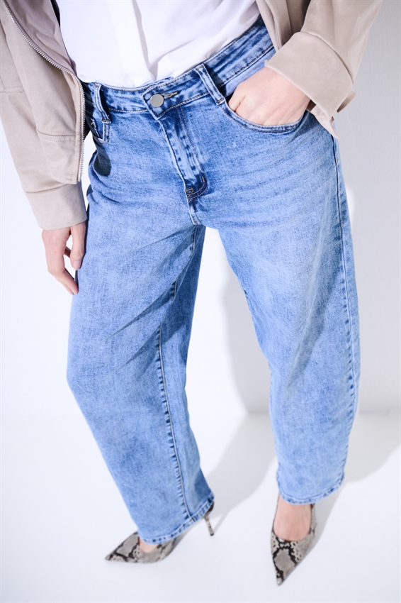 JEANS BALLOON MARMORIZZATO BLU MEDIO