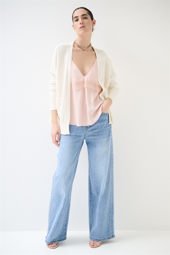 JEANS A PALAZZO CON BORCHIE BLU CHIARO