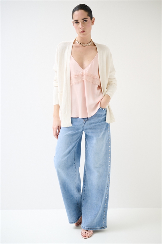 JEANS A PALAZZO CON BORCHIE BLU CHIARO