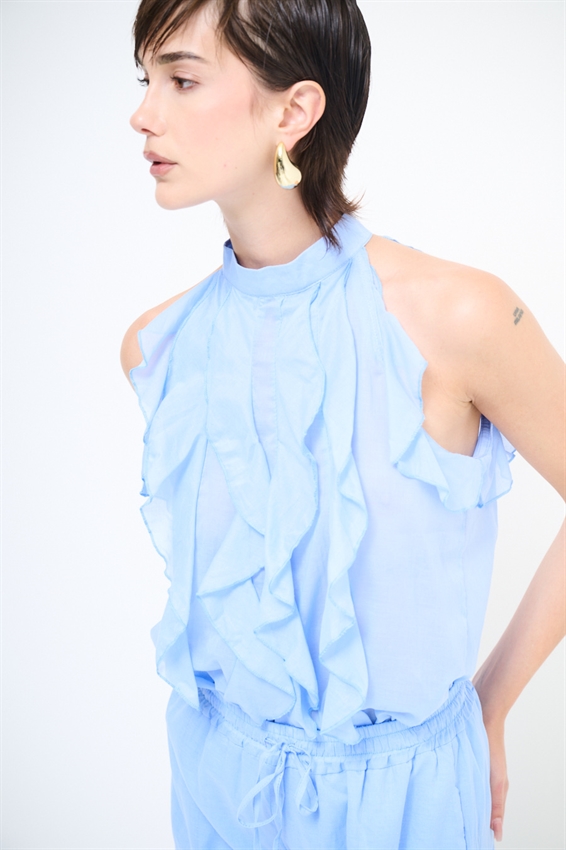 TOP IN MUSSOLA COTONE CON VOLANT