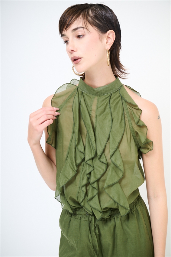 TOP IN MUSSOLA COTONE CON VOLANT