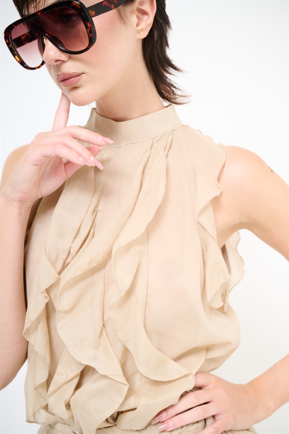TOP IN MUSSOLA COTONE CON VOLANT