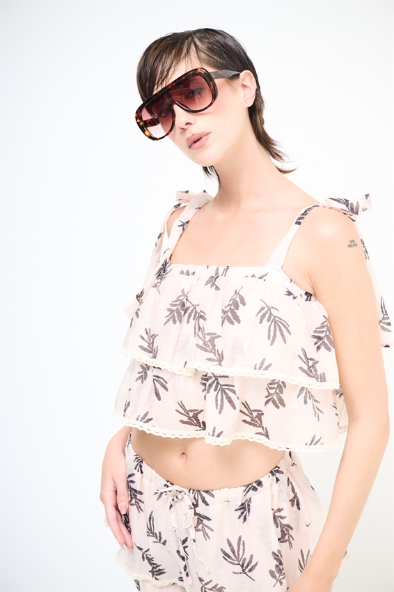 TOP CROP CON DOPPIA BALZA + PASSAMANERIA
