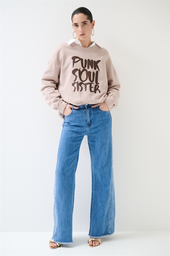 JEANS DRITTO CON CUCITURA DAVANTI BLU CHIARO