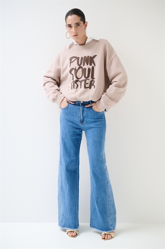 JEANS DRITTO CON CUCITURA DAVANTI BLU CHIARO