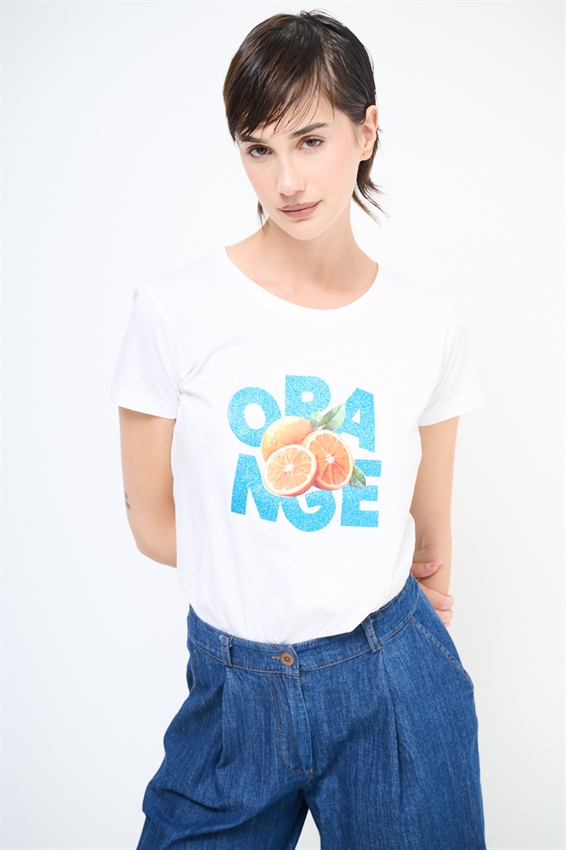 T-SHIRT SLIM CON STAMPA ORANGE