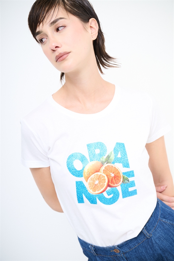 T-SHIRT SLIM CON STAMPA ORANGE