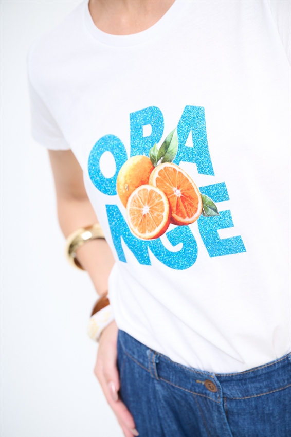 T-SHIRT SLIM CON STAMPA ORANGE