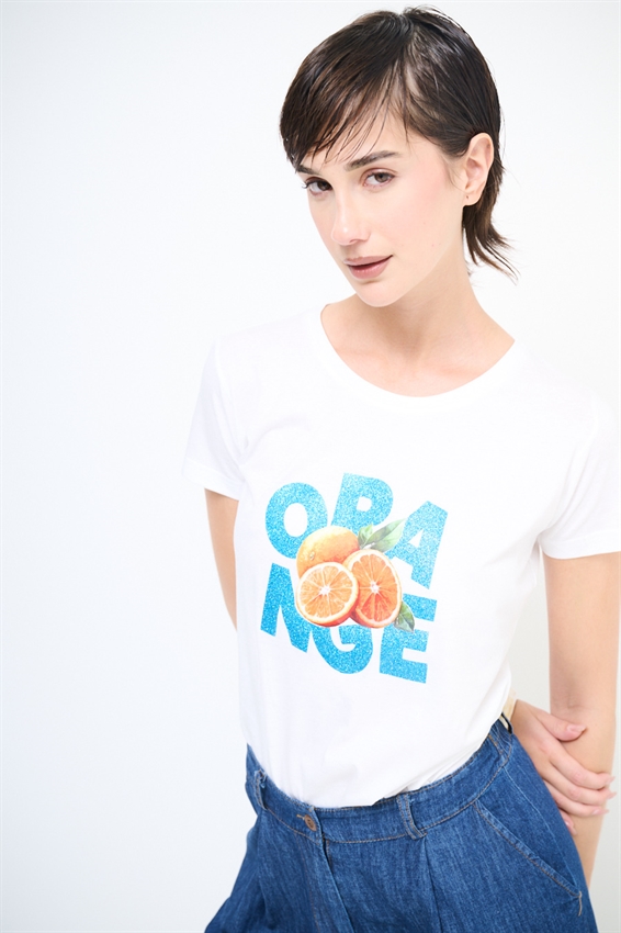T-SHIRT SLIM CON STAMPA ORANGE