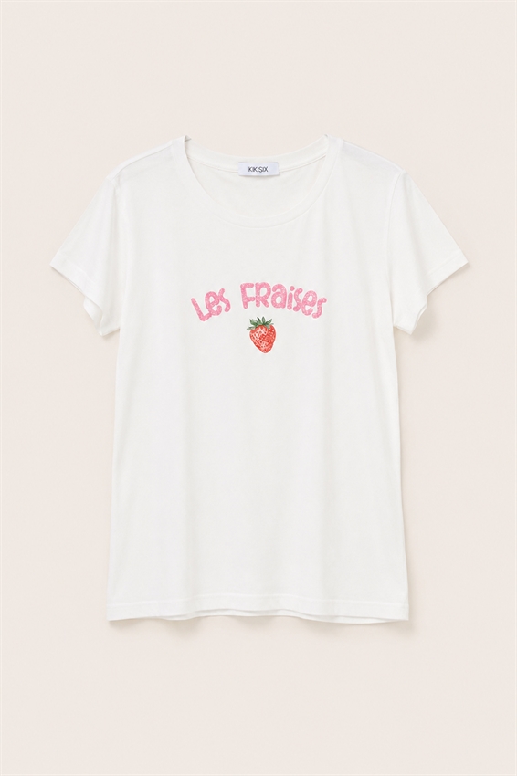 T-SHIRT SLIM CON STAMPA LES FRAISE