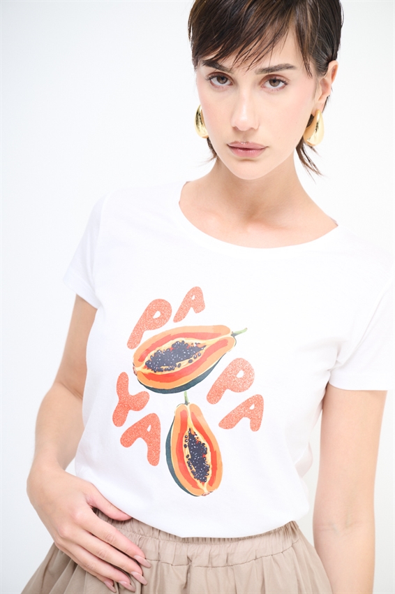 T-SHIRT SLIM CON STAMPA PAPAYA