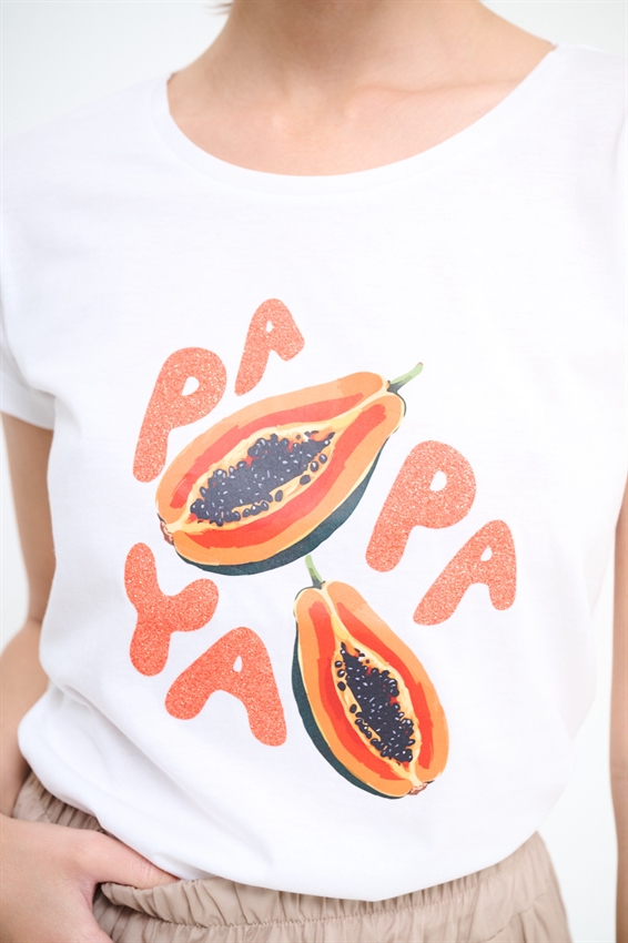 T-SHIRT SLIM CON STAMPA PAPAYA