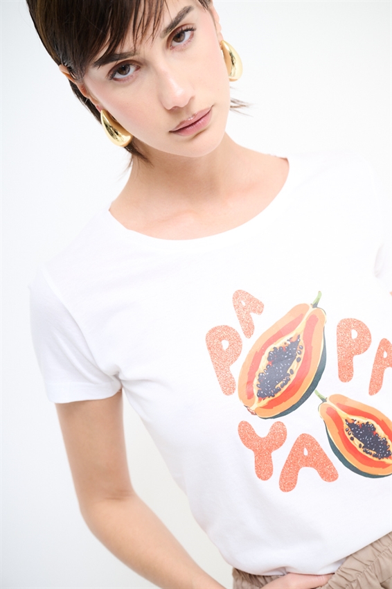 T-SHIRT SLIM CON STAMPA PAPAYA