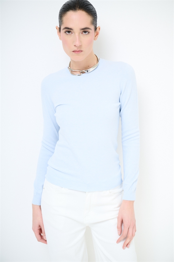 MAGLIA PARICOLLO VISCOSA INTEGRALE CELESTE