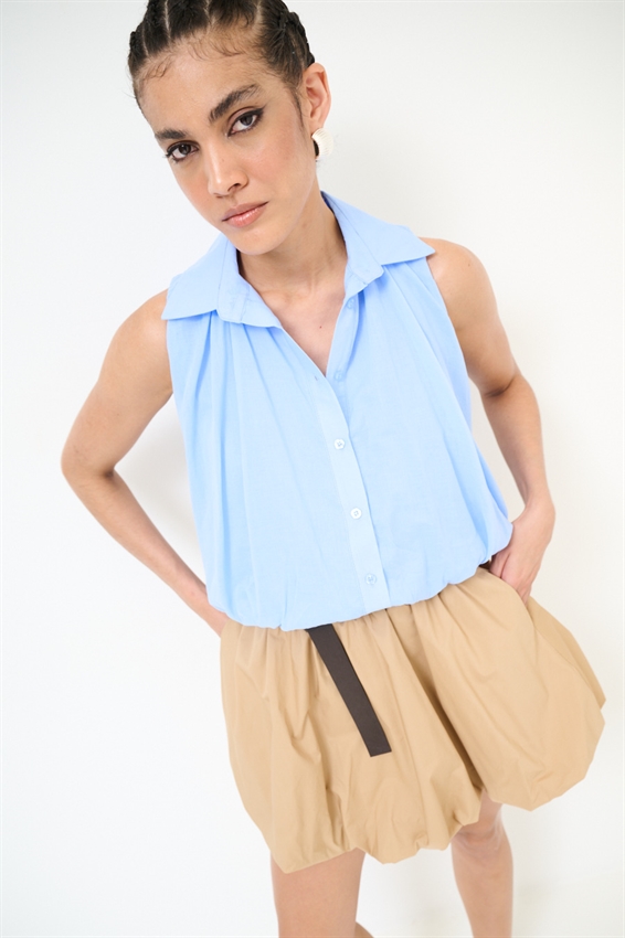 CAMICIA SMANICATA BALLOON IN MUSSOLA