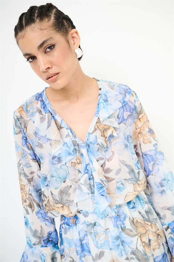 BLUSA CON VOLANT A FANTASIA