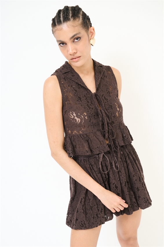 GILET IN PIZZO CON LACCI
