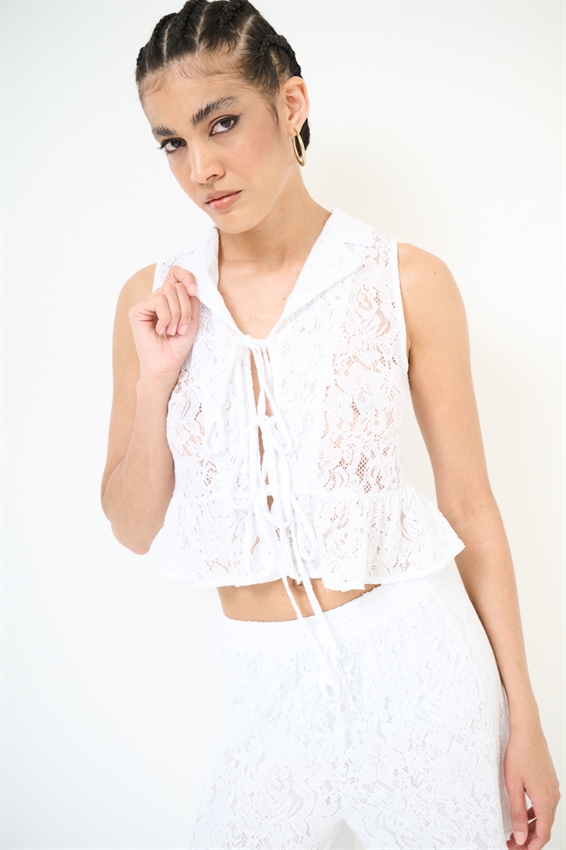 GILET IN PIZZO CON LACCI