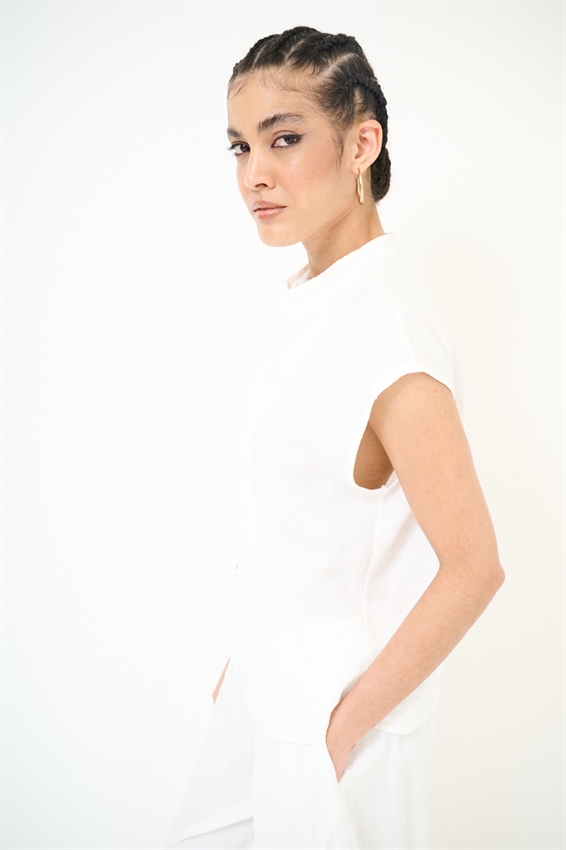 GILET CON ALAMARI VISCOSA/LINO