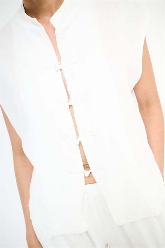GILET CON ALAMARI VISCOSA/LINO