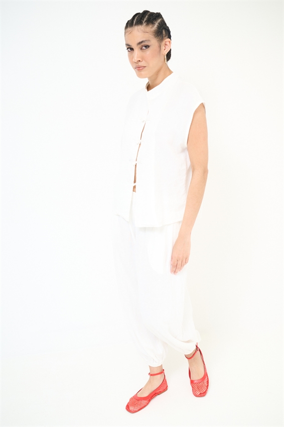GILET CON ALAMARI VISCOSA/LINO