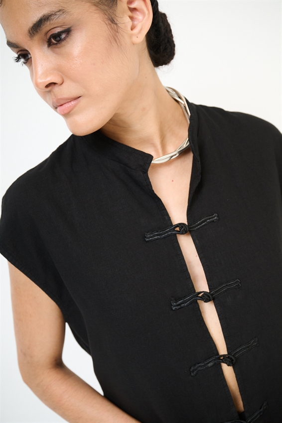 GILET CON ALAMARI VISCOSA/LINO