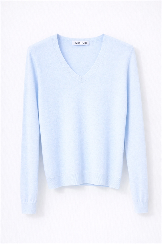 MAGLIA SCOLLO V VISCOSA INTEGRALE CELESTE