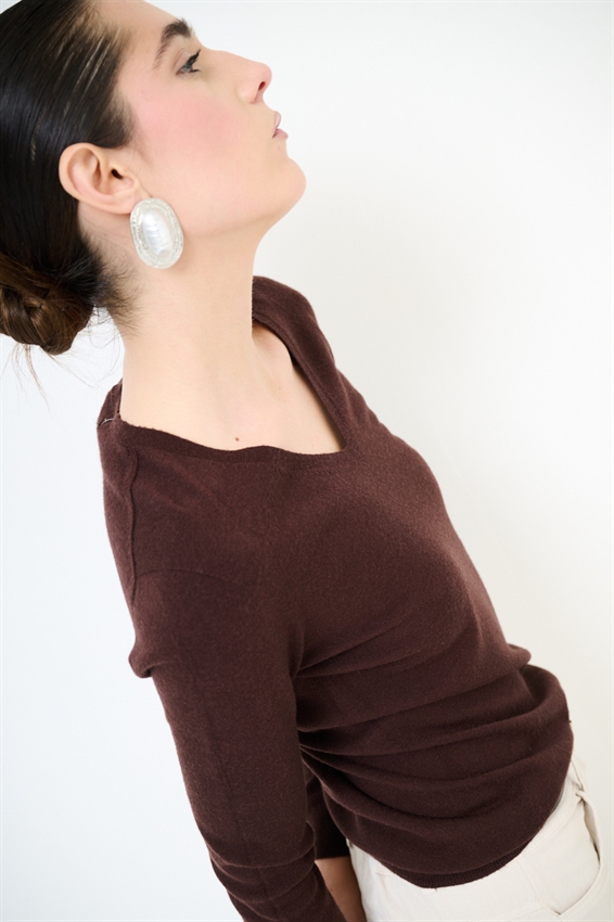 MAGLIA SCOLLO V VISCOSA INTEGRALE MORO