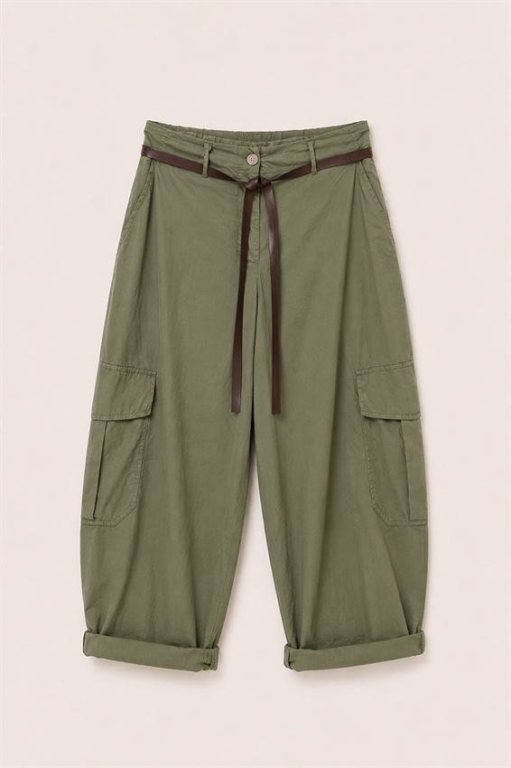 PANTA CARGO CON TASCONI IN TELA