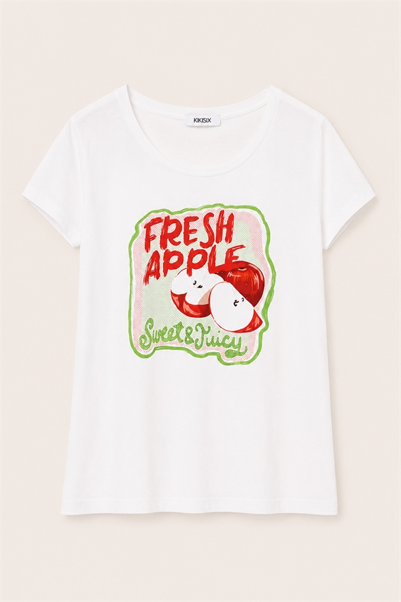 T-SHIRT SLIM CON STAMPA FRESH APPLE