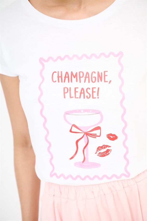 T-SHIRT SLIM CON STAMPA CHAMPAGNE