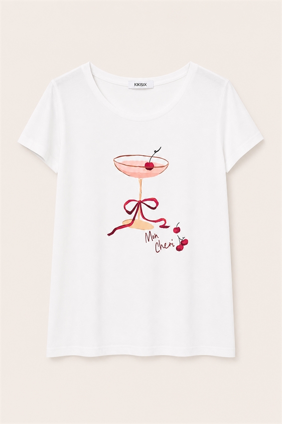T-SHIRT SLIM CON STAMPA COCKTAIL
