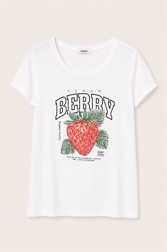 T-SHIRT SLIM CON STAMPA BERRY