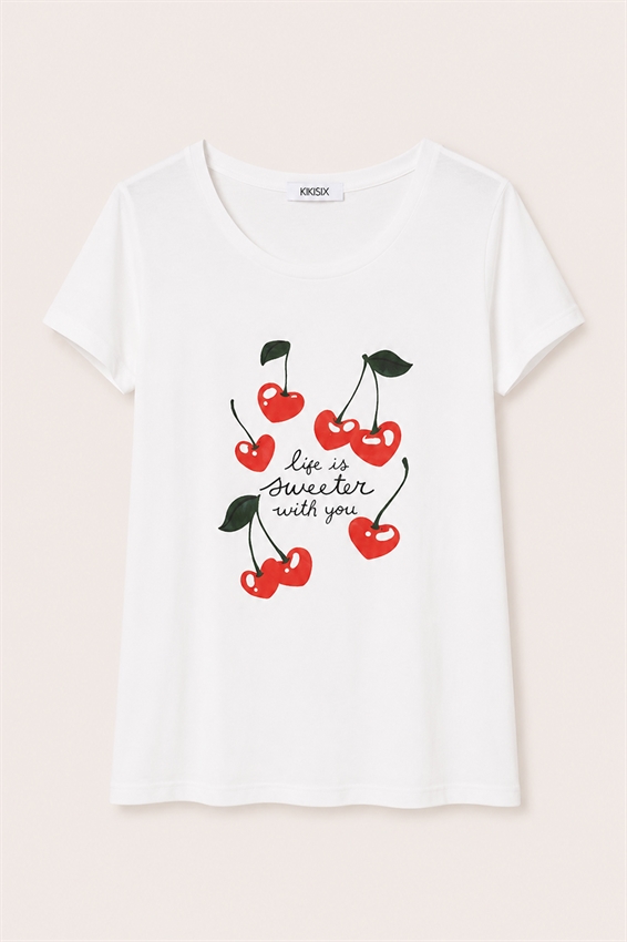 T-SHIRT SLIM CON STAMPA CUORI