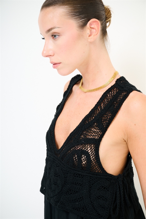 ABITO LUNGO IN MUSSOLA + TOP MACRAME
