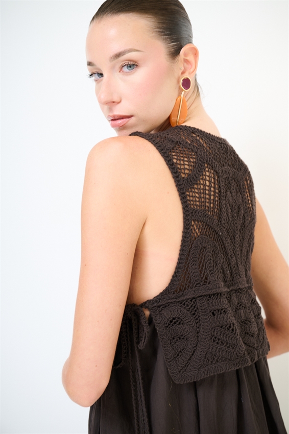ABITO LUNGO IN MUSSOLA + TOP MACRAME
