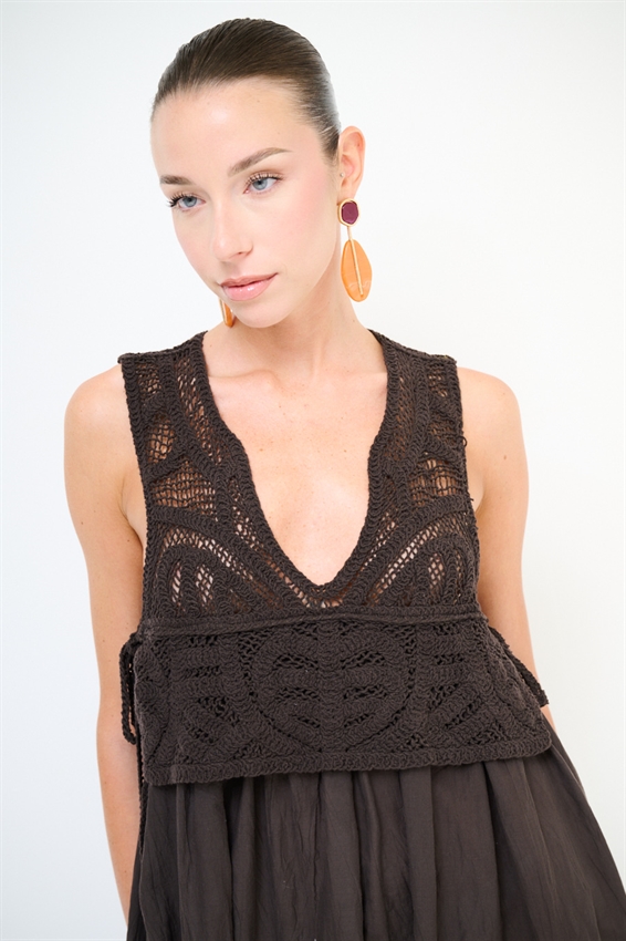 ABITO LUNGO IN MUSSOLA + TOP MACRAME