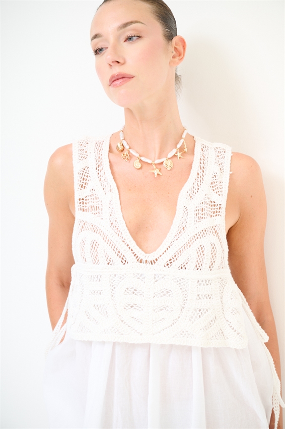 ABITO LUNGO IN MUSSOLA + TOP MACRAME