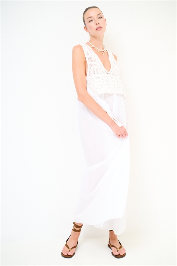 ABITO LUNGO IN MUSSOLA + TOP MACRAME