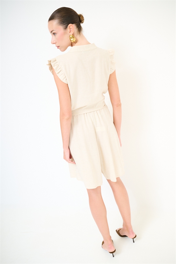 CAMICIA SMANICATA CON NODO IN MISTO LINO