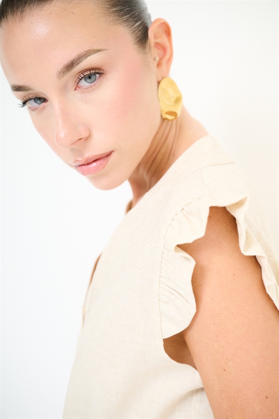 CAMICIA SMANICATA CON NODO IN MISTO LINO