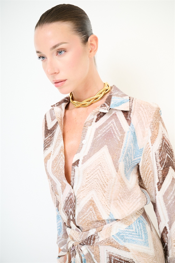 CAMICIA CROP LYOCELL A FANTASIA