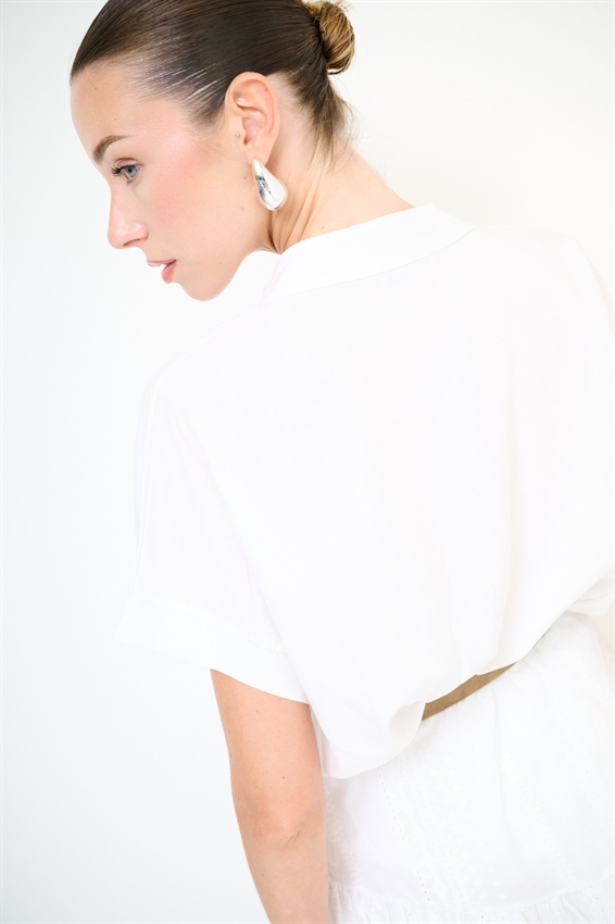 CAMICIA SMANICATA CON NODO IN VISCOSA/LINO