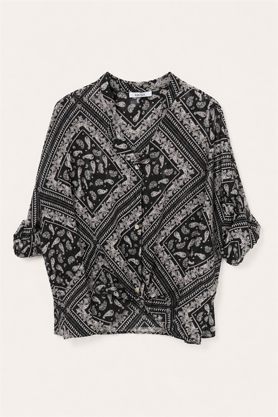 CAMICIA COREANA IN MUSSOLA CON STAMPA BANDANA