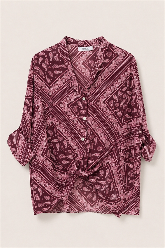 CAMICIA COREANA IN MUSSOLA CON STAMPA BANDANA