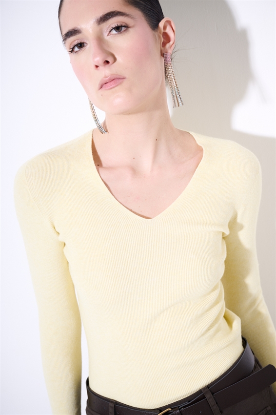 MAGLIA SCOLLO V INTEGRALE VISCOSA GIALLO