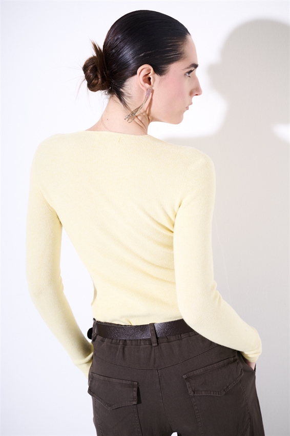 MAGLIA SCOLLO V INTEGRALE VISCOSA GIALLO