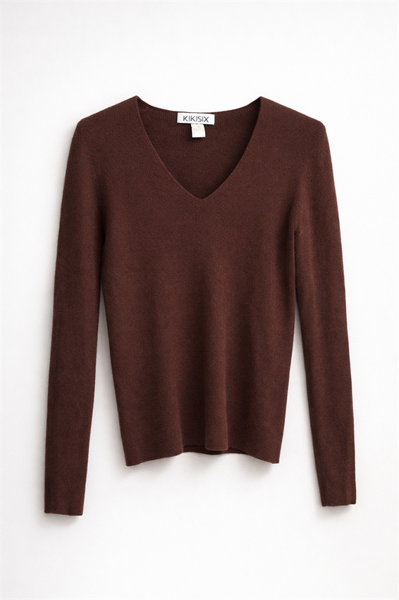 MAGLIA SCOLLO V INTEGRALE VISCOSA MORO