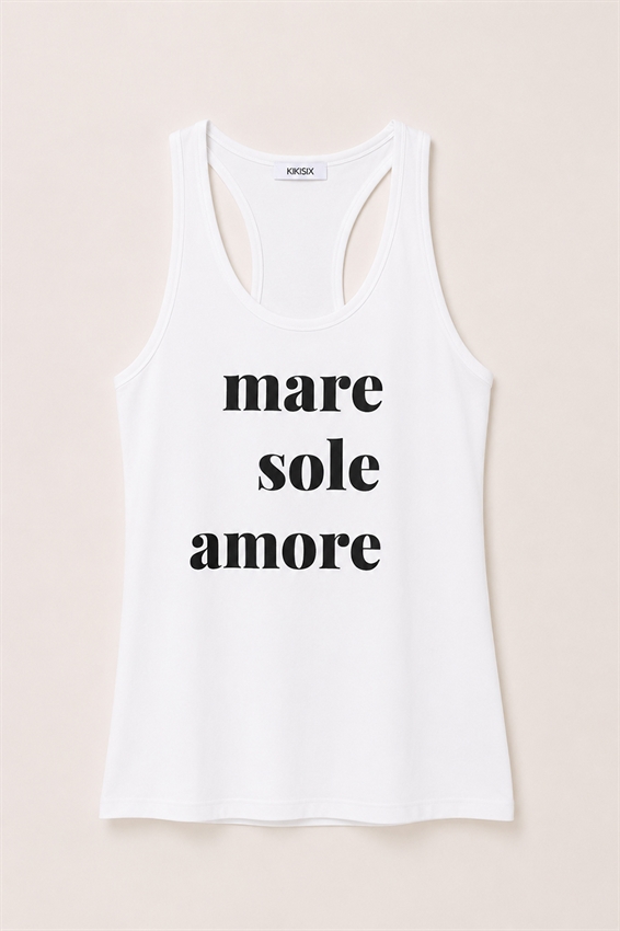 CANOTTA CON STAMPA MARE SOLE AMORE