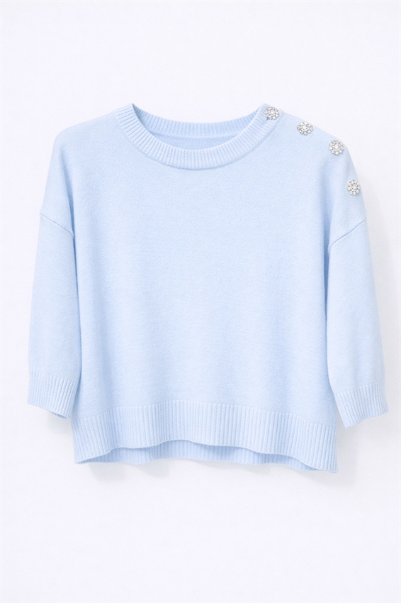 MAGLIA PARICOLLO BOTTONI ORO CELESTE